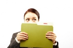 Woman with file folders