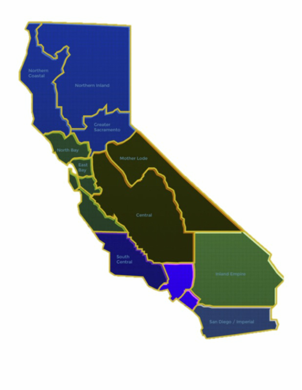 Map of California by county